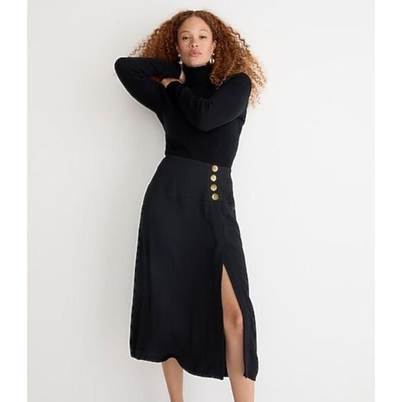 J. Crew Dresses & Skirts - J. Crew Black Midi Skirt with Gold Buttons